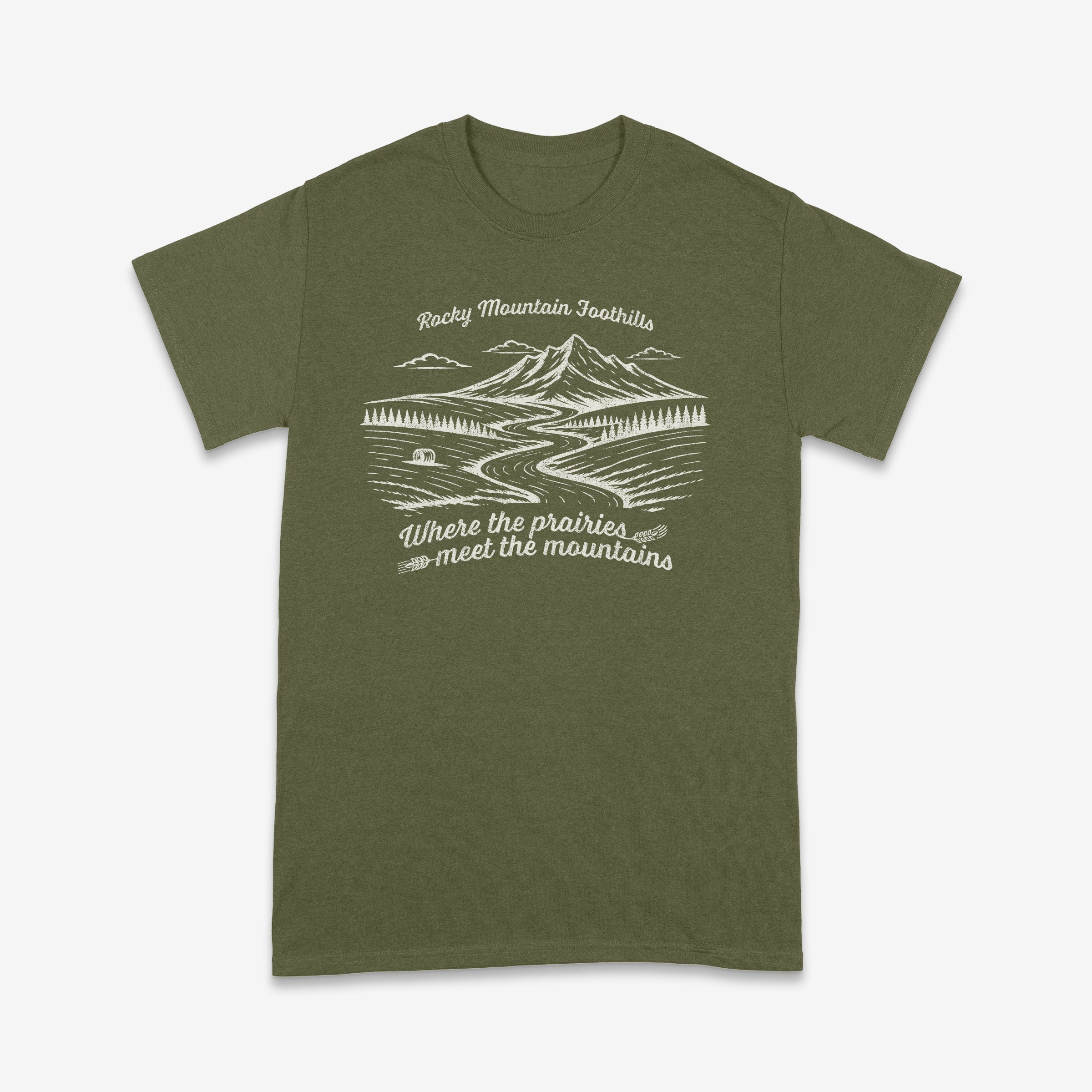 'Berta - Foothills Woodcut - T-Shirt