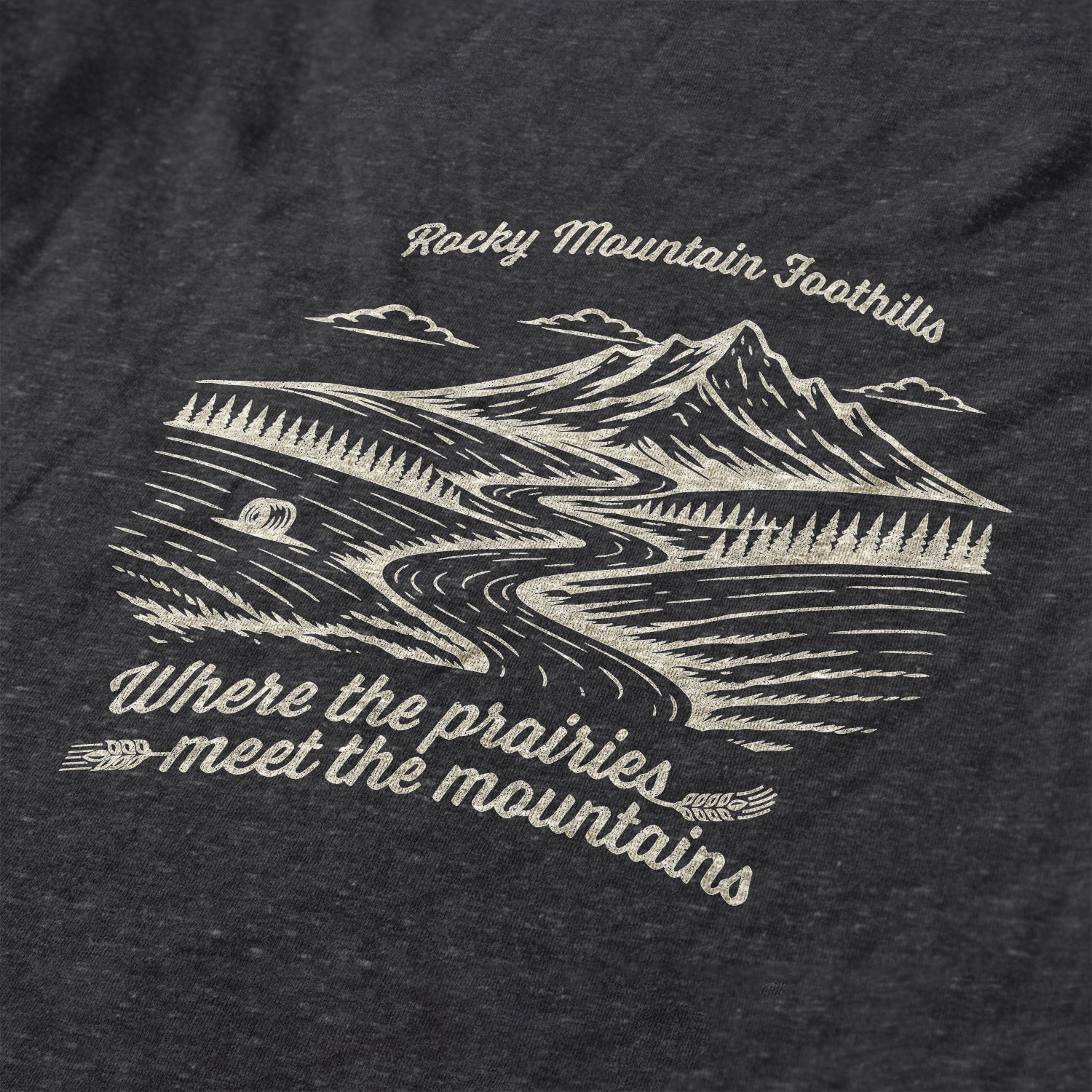 'Berta - Foothills Woodcut - T-Shirt